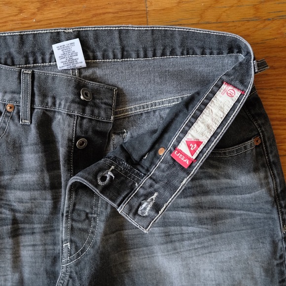 Guess USA Black Denim Jeans W34 L32 Y2K Utility Vintage Straight Leg Streetwear - Picture 4 of 10